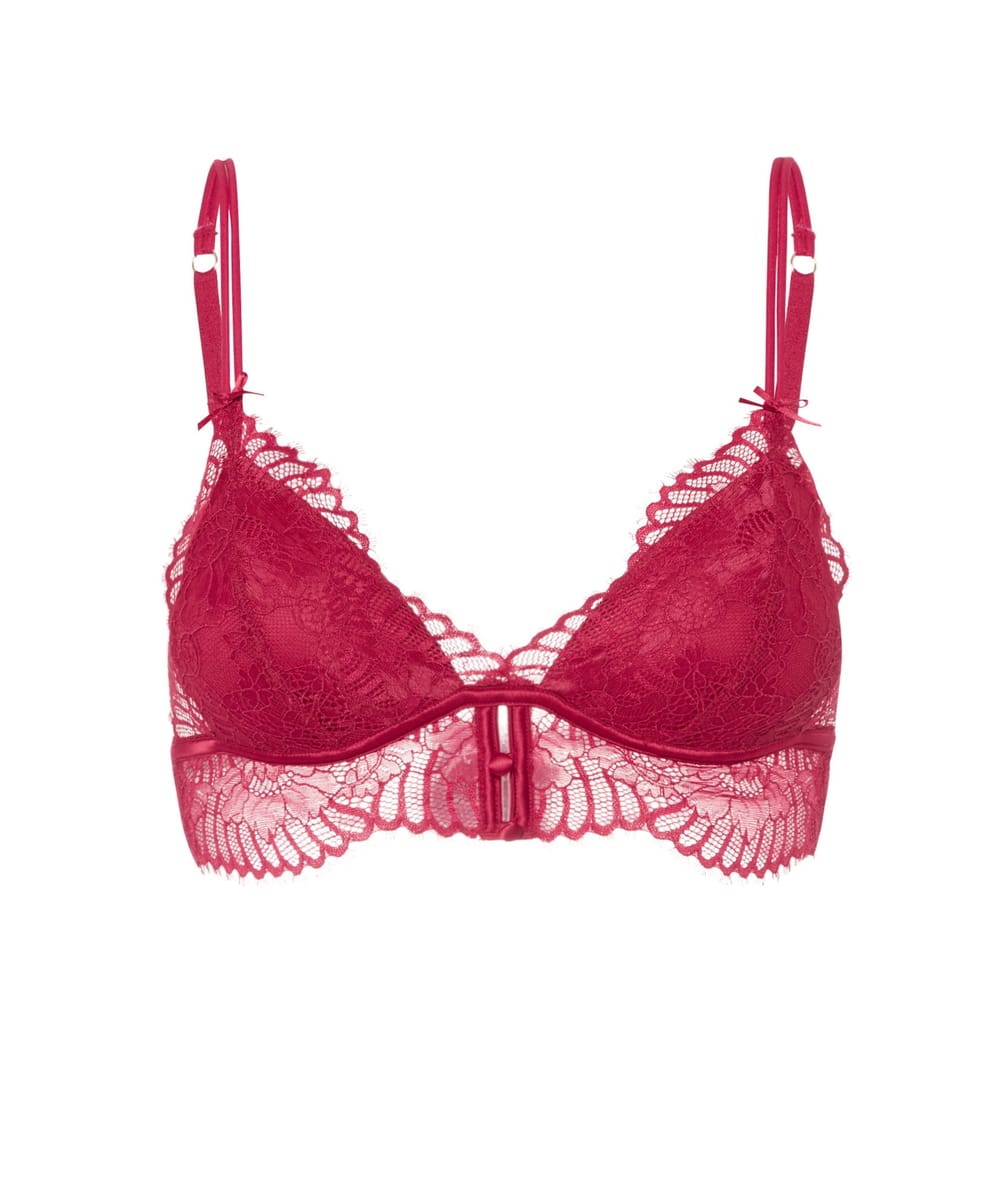 Lace triangle push-up bra;