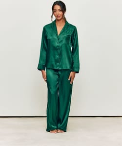 Striped satin pyjama shirt;