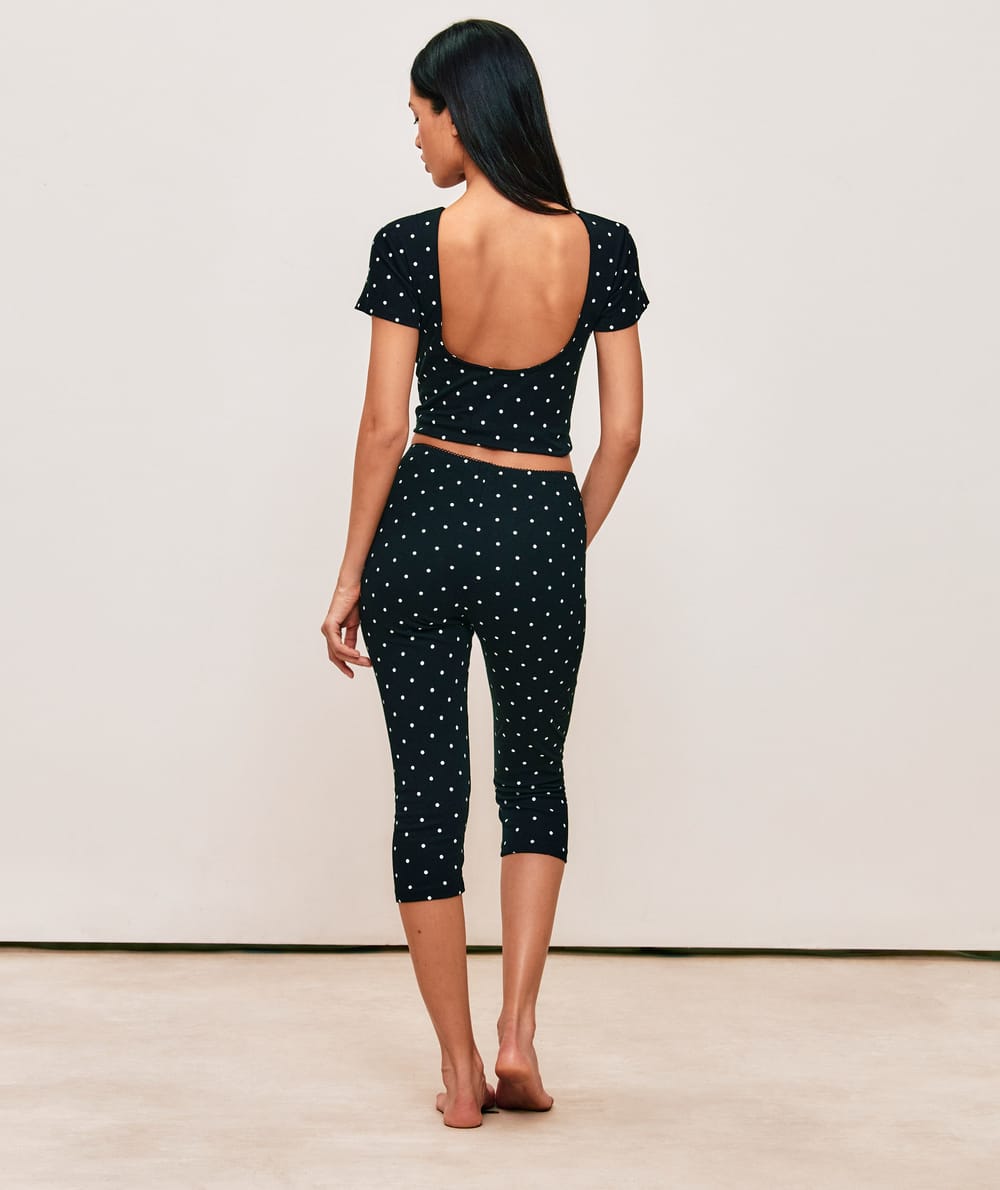 Polka dot jersey capri;