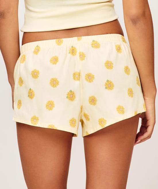 Short in printed poplin sunflowers;