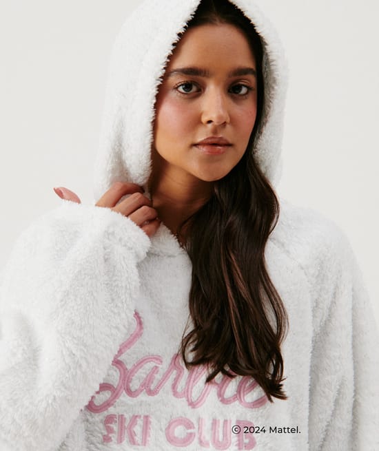 Pull plaid en polaire Barbie;