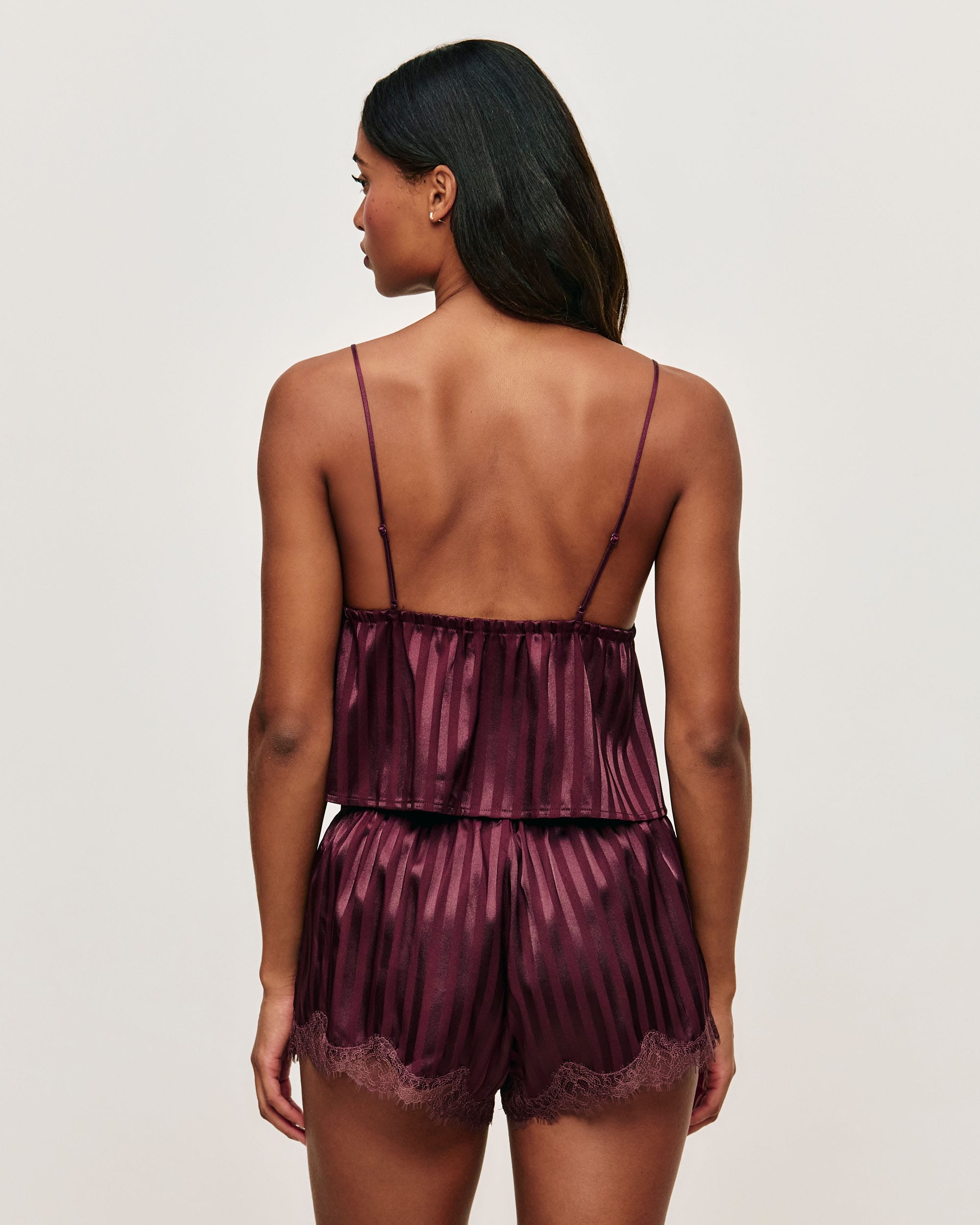 Satin and lace camisole - chocolate - Undiz