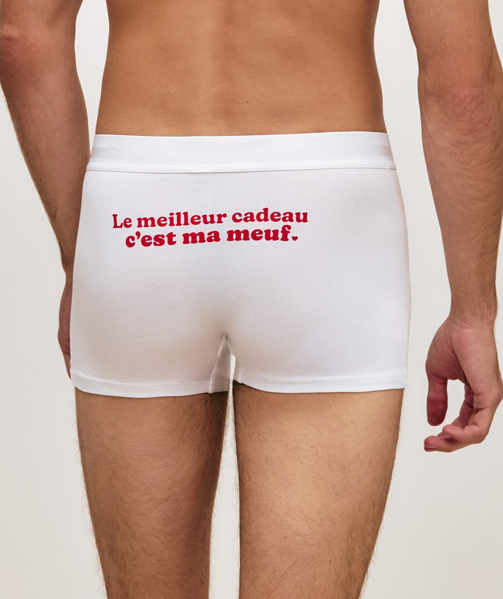 Cotton boxer shorts with message;