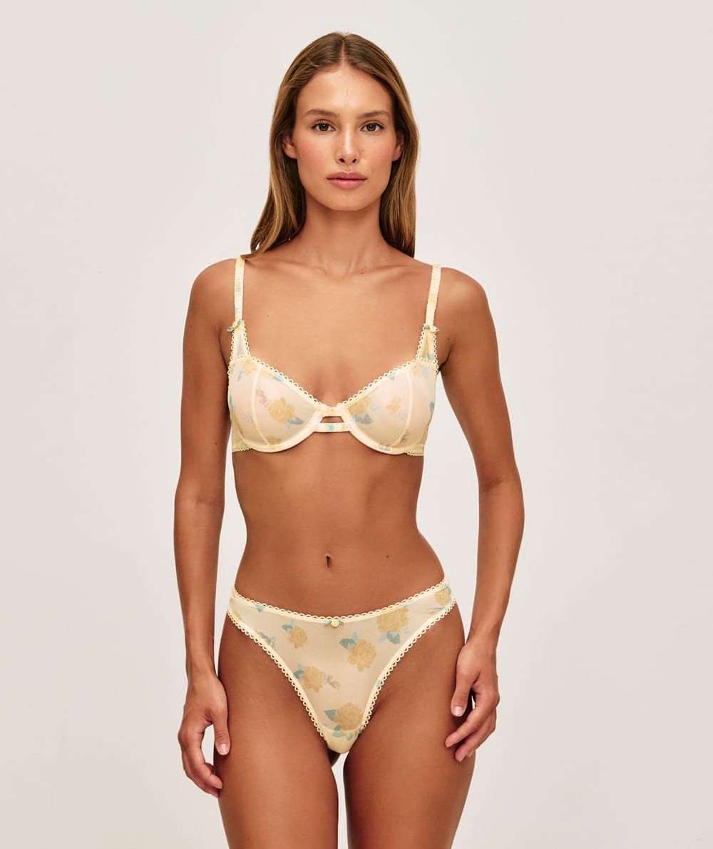 Floral mesh thong;