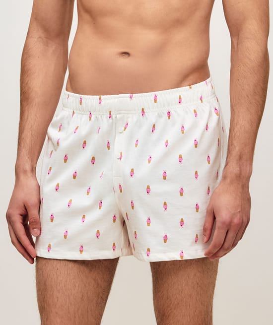 Cotton boxer shorts with ice cream patterns;