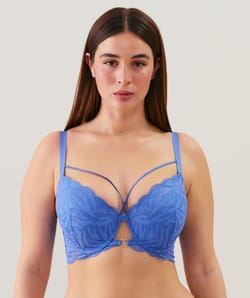 Soutien-gorge push-up en dentelle bleu;