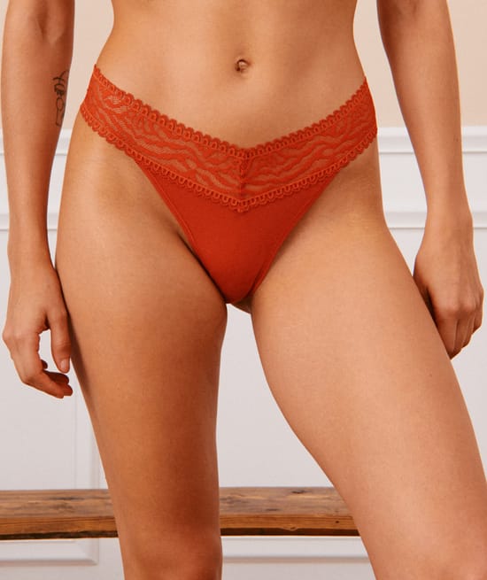 Cotton tanga briefs;