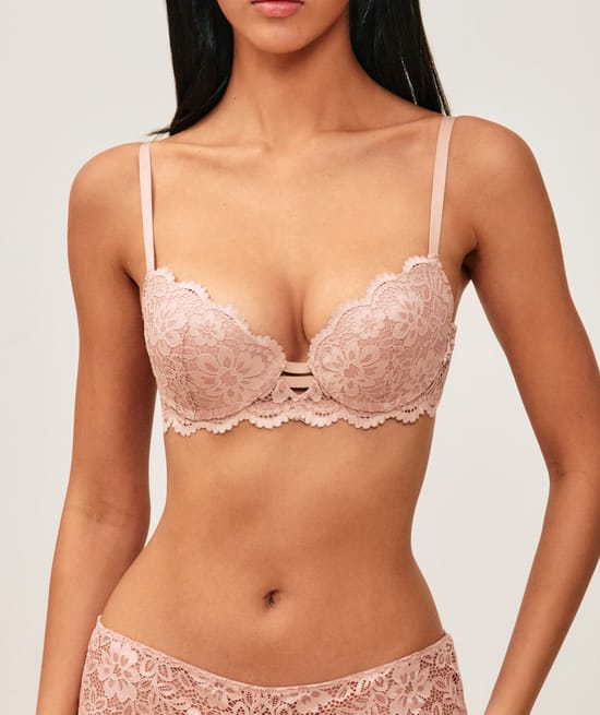 Floral lace push-up bra;