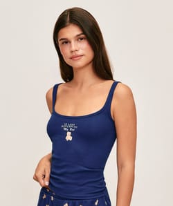 Bear print jersey tank top;
