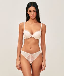Embroidered mesh push-up bra;