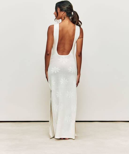 Backless crochet dress;