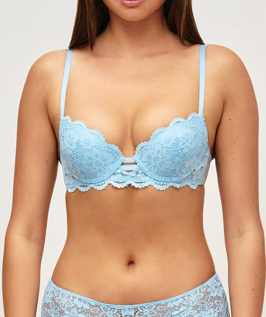 Soutien-gorge push-up en dentelle florale;