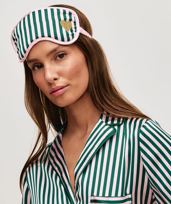 Striped satin sleep mask;