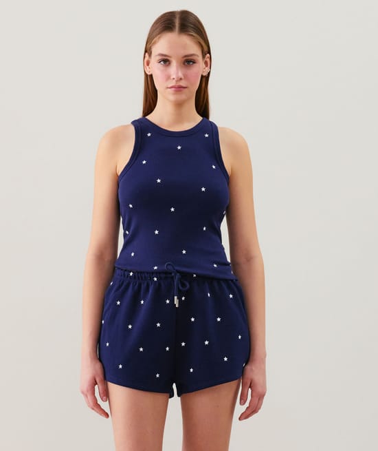 Top en jersey avec broderies;