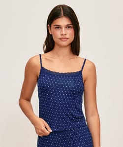 Printed polka dot jersey tank top;