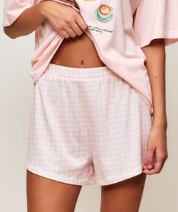 Printed cotton pajama set Message Breakfast & Weekend Club;