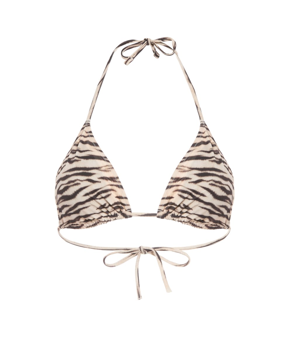 Zebra print triangle bikini top;
