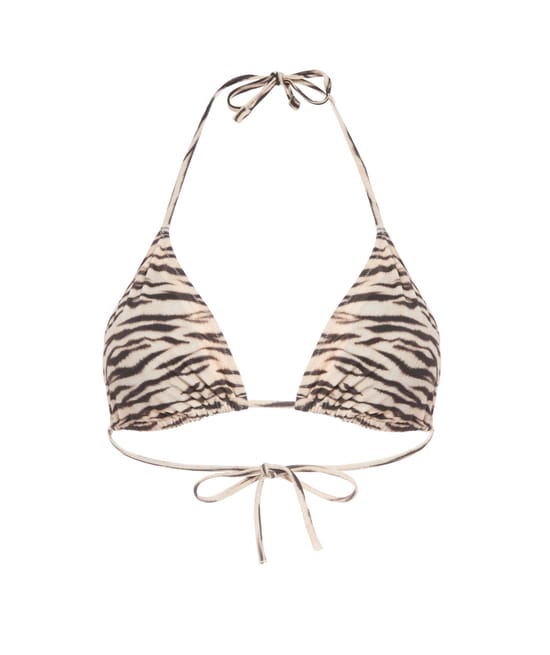 Top de bikini triangular estampado de cebra;