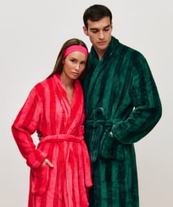 Striped dressing gown with embroidery;