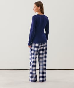 Checked flannel trousers;