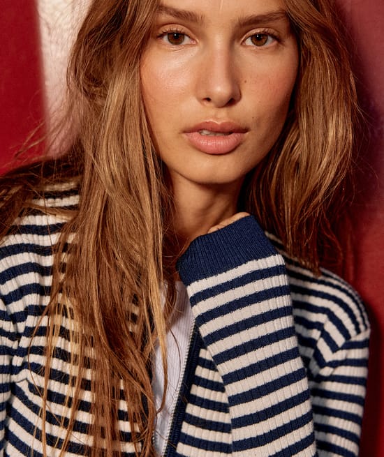 Striped knitted cardigan;