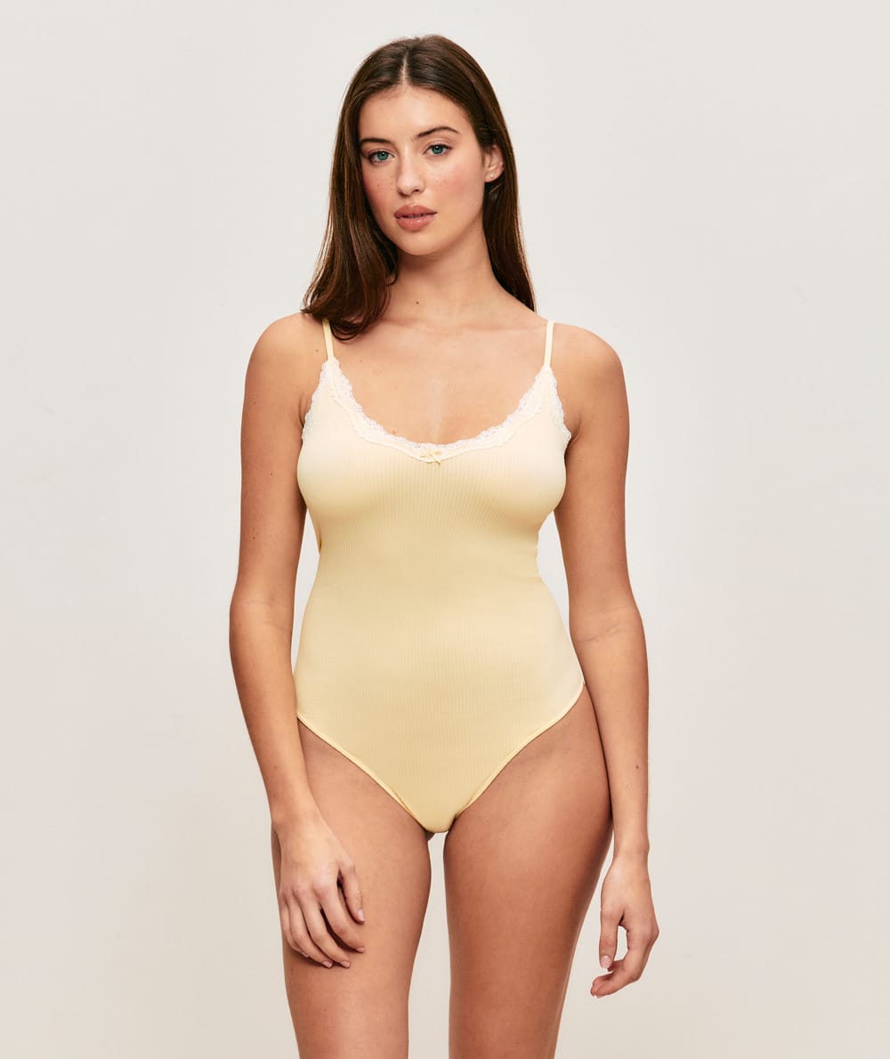 Seamless ribbed bodysuit;
