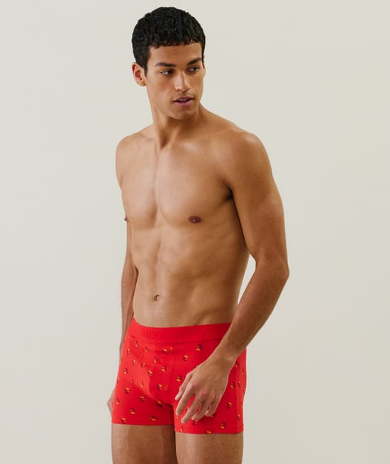Cotton boxer shorts with pattern;
