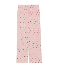 Ribbed jersey trousers with heart pattern;