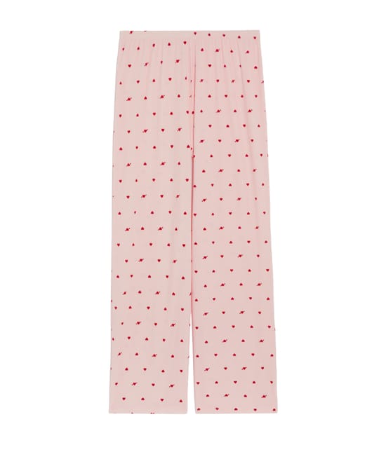 Ribbed jersey trousers with heart pattern;