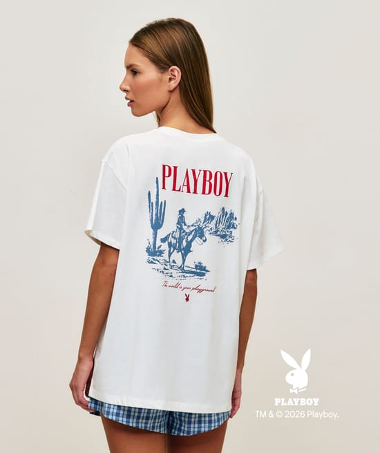 Printed far west jersey T-shirt and embroidered Playboy;