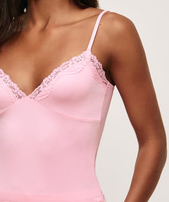 Jersey and lace camisole;