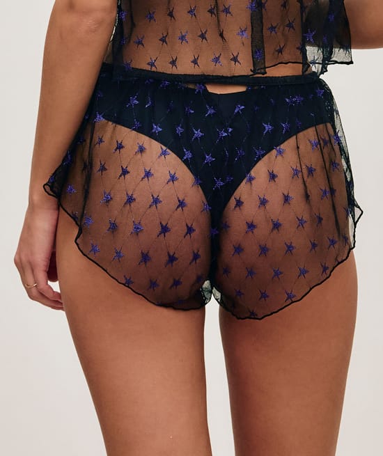 Short mesh met sterborduursels;