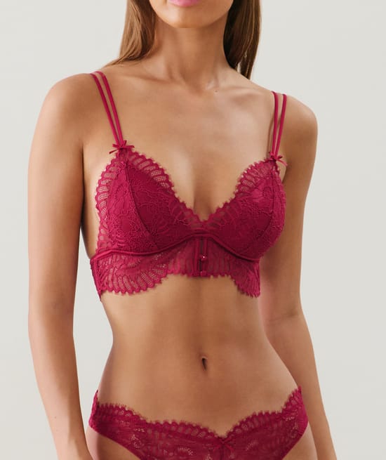 Soutien-gorge triangle push-up en dentelle;