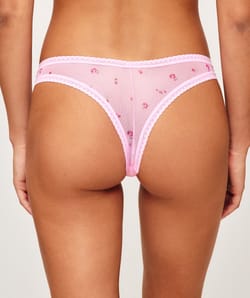 Tanga imprim&eacute; fleurs en mesh;