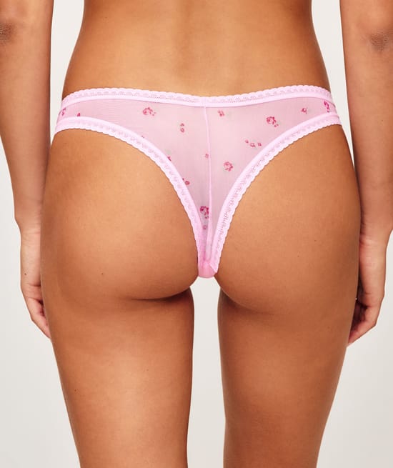 Tanga imprim&eacute; fleurs en mesh;