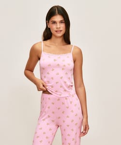 Printed bear jersey tank top;