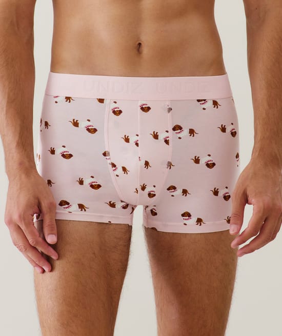 Cotton boxer shorts with dachshund pattern;