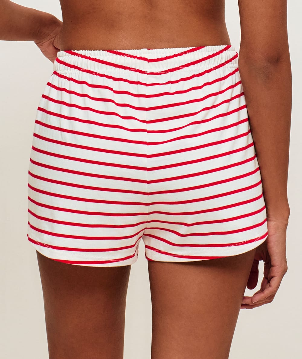 Short striped jersey with Hello Kitty embroidery;