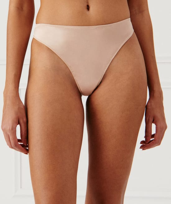 Mesh tanga briefs with embroidery;