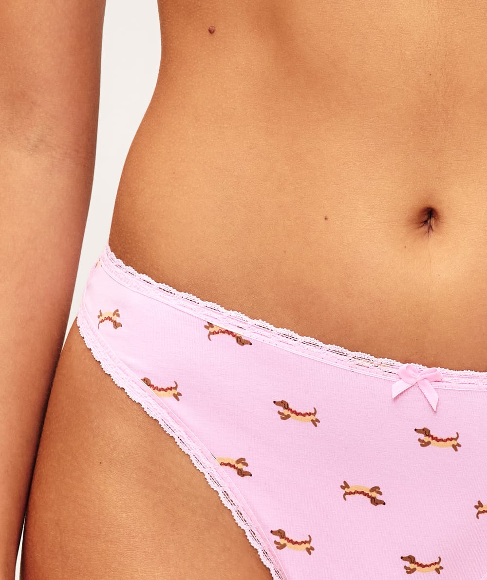 Tanga de algod&oacute;n con estampado de cerezas;