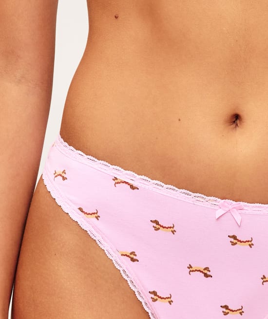 Cotton thong with cherry print;