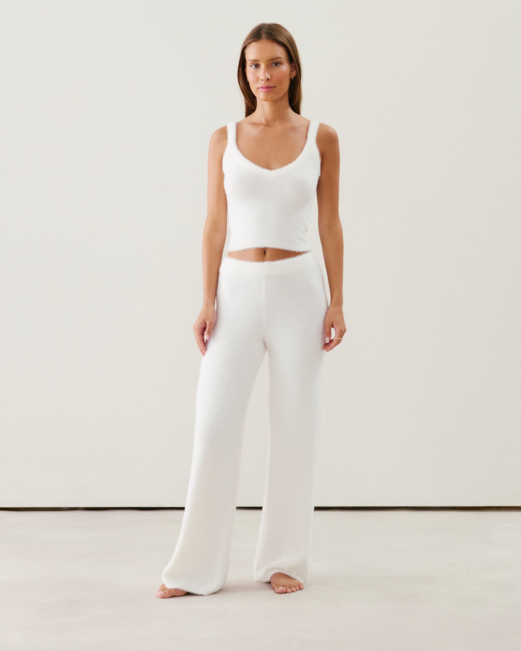 Fluffy knit top - ecru - Undiz
