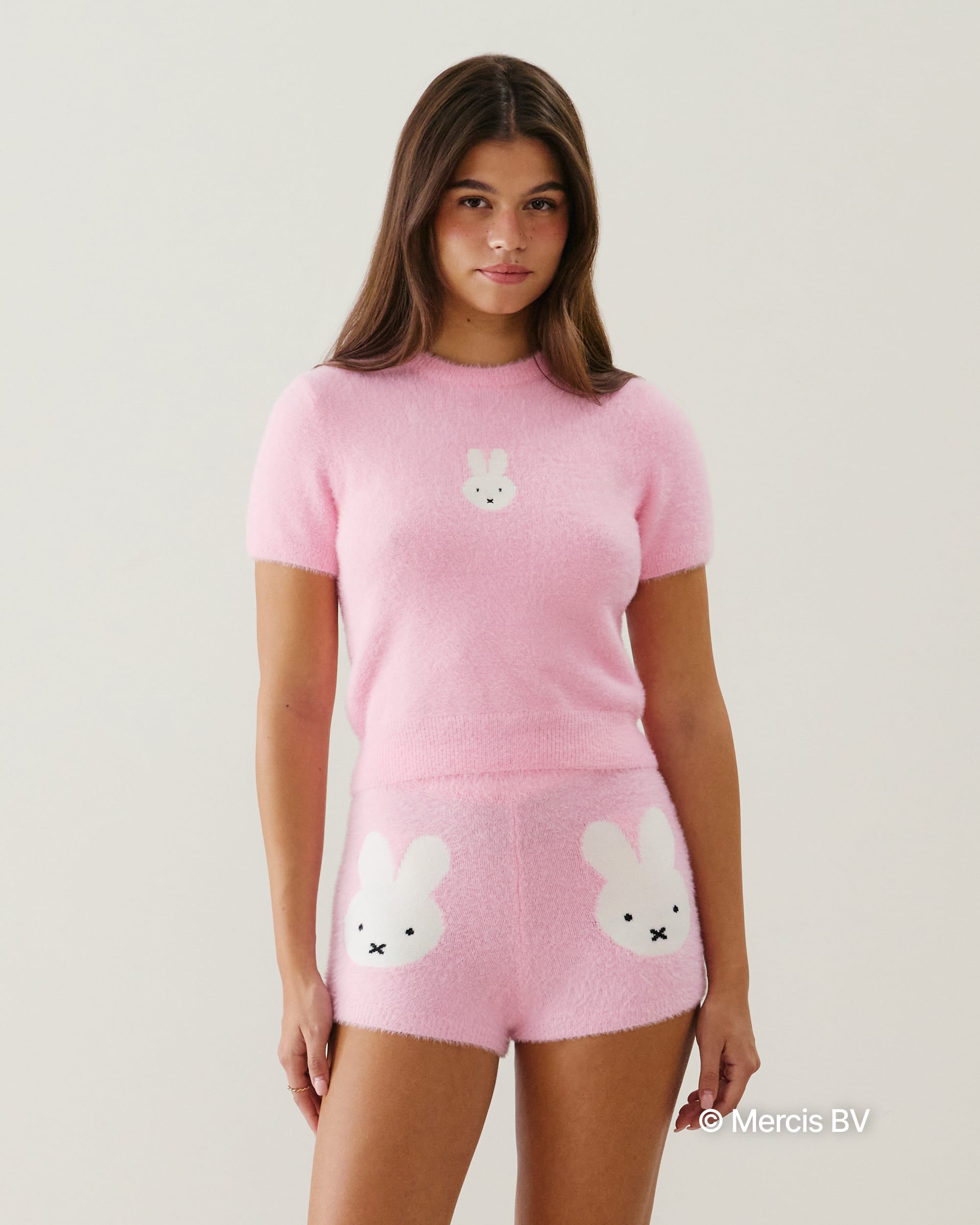 【新品未使用】【匿名配送】SHISHIKUI KNIT CAMI /P.PINK Miffy short-sleeved jumper - pink - Undiz