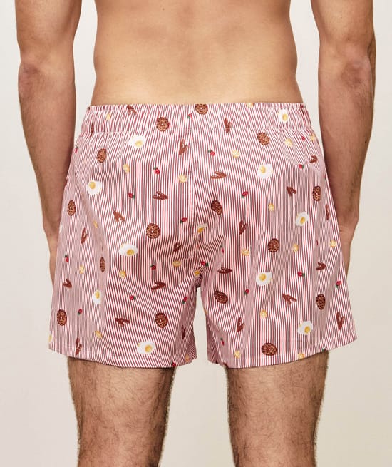 Cotton boxer shorts with foodie patterns;