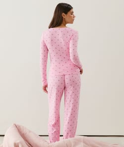 Pointelle trousers with strawberry pattern;