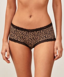 Shorty en microfibre et dentelle imprim&eacute; l&eacute;opard;