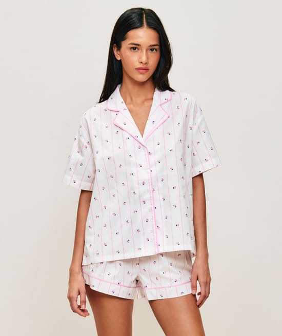 Cherry print poplin shorts;