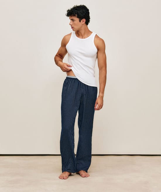 Pantalon ray&eacute; avec ceinture int&eacute;gr&eacute;e;