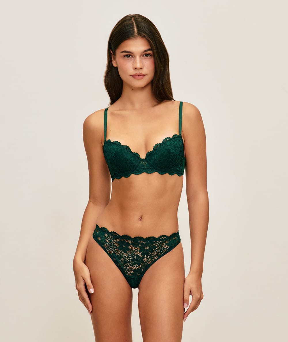 Soutien-gorge ampliforme en dentelle florale;