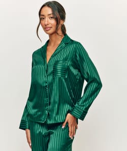 Striped satin pyjama shirt;